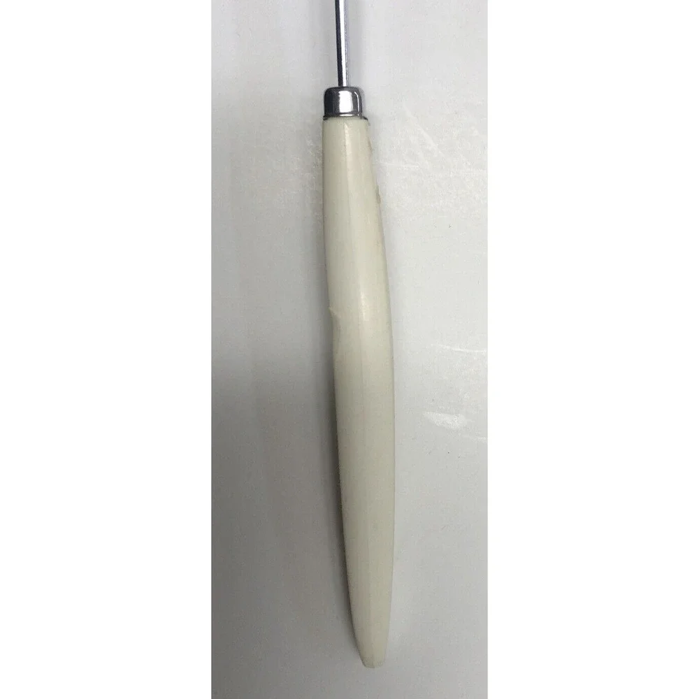 Vtg Androck Stainless Slotted Spatula Turner White Handle USA 14